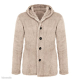Manteau à capuche , texture shaggy poil long , polaire, chaud, épais, crème - EcoJoy