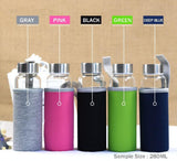bouteille d'eau en verre  280ml, 360ml, 550ml, activités sportives, bouteilleen verre  fruits   avec sac de protection - EcoJoy