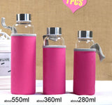 bouteille d'eau en verre  280ml, 360ml, 550ml, activités sportives, bouteilleen verre  fruits   avec sac de protection - EcoJoy