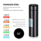 Gourde isotherme en acier inoxydable 500 304 ML, flacon isotherme avec affichage de la température, pour les voyages, pour les boissons chaudes, le café, le thé, le lait et d'autres boissons - EcoJoy