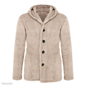 Manteau à capuche , texture shaggy poil long , polaire, chaud, épais, crème