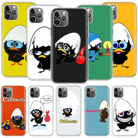 Calimero coque iPhone protection premium  cute cartoon Duck Phone For Apple Iphone 14 12 13 15 Pro Max Mini 11 8 7 Plus X XS XR Case SE 2020 Shell Cover Clear TP - EcoJoy
