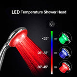 LED Shower Head 3 Colors Handheld  Temperature Control Watering water saver high pressure - EcoJoy