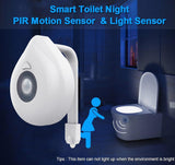 LED Toilet Seat Night Light Motion Sensor WC Light 8 Colors Changeable Lamp Powered Backlight for Toilet Bowl Child - EcoJoy