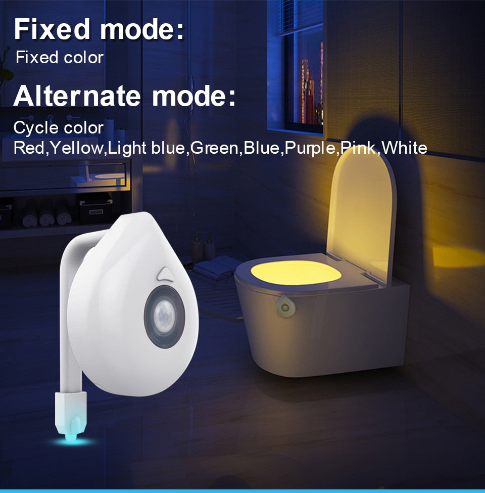 8/16 Color Motion Sensor Smart Toilet Seat Night Light Waterproof Backlight  For Toilet Bowl LED