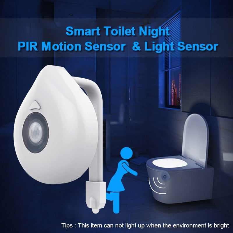 LED Toilet Seat Night Light Motion Sensor WC Light 8 Colors Changeable Lamp  Powered Backlight for Toilet Bowl Child