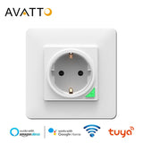 Smart Wall Socket，  Smart APP Voice Remote Control EU 16A Wifi Power Plug Works With Google Home Alexa IFTTT - EcoJoy