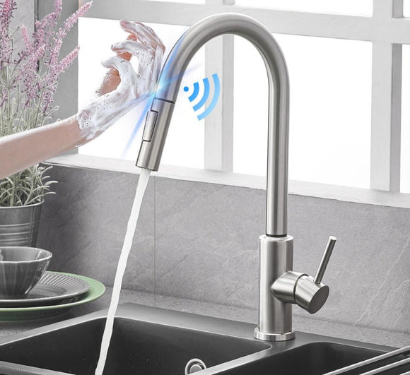 Kitchen Faucets Smart Sensor Pull-Out Hot and Cold Water Switch Mixer Tap Smart Touch Spray Tap Kitchen Convenient Sink Faucets - EcoJoy