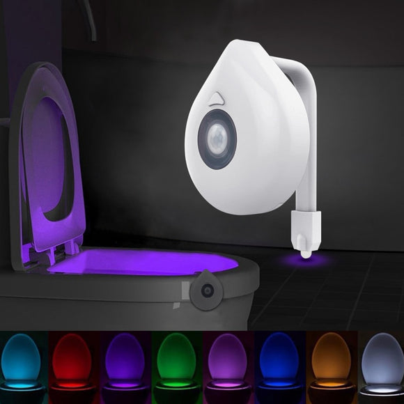 LED Toilet Seat Night Light Motion Sensor WC Light 8 Colors Changeable Lamp Powered Backlight for Toilet Bowl Child - EcoJoy